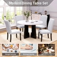 thumbnail image 2 of 5-Piece Round Dining Table Set for 4, 43-Inch Modern Kitchen Table with 4 Upholstered Chairs, Solid Wood & MDF Dining Room Furniture Set, 2 of 9