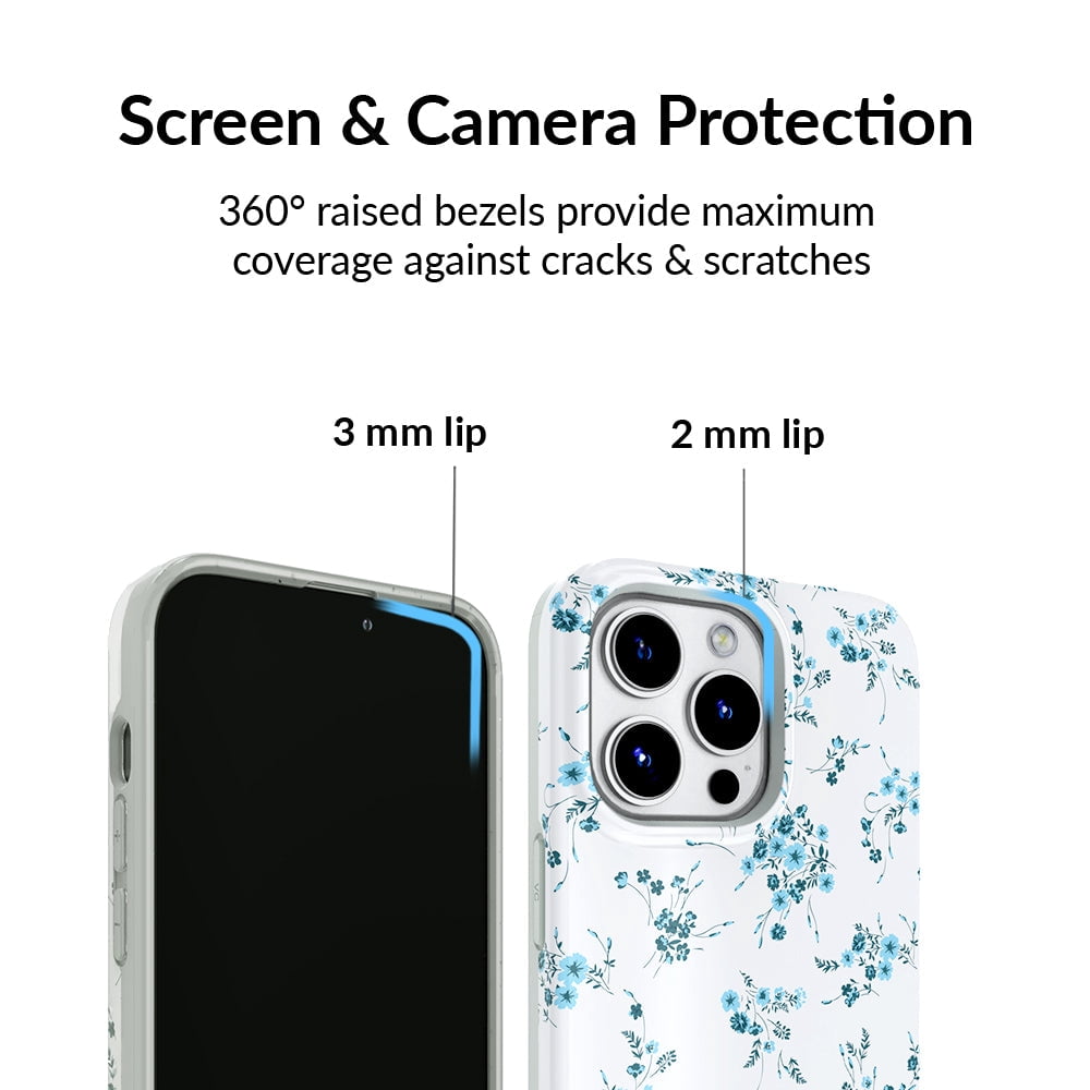 Velvet Caviar for iPhone 14 Pro Case Flowers - Compatible with MagSafe - Cute Protective Phone Cases for Women - French Blue Floral