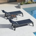 thumbnail image 2 of PURPLE LEAF Patio Lounger Set of 3 – Outdoor Chaise Lounge Chairs with Reclining Back, Aluminum Frame, Wheels, Side Table & Cushions – Perfect for Pool, Garden, or Backyard Relaxation，Navy Blue, 2 of 9