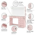 thumbnail image 3 of Boahaus Brielle Modern Pink Vanity Desk with Speakers, Mirror, Lights & Charging Station, 3 of 9