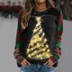 thumbnail image 1 of Pntutb Navidad moda mujer Casual manga larga cuello redondo Plaid impreso señoras sudadera tops blusa Pntutb Pntutb-4750, 1 of 5