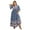 Dusty Blue, variant on Women's Plus Size Printed Surplice Half Sleeve Dress with Ruffle Ruched Details in 100% viscose fabric for Fit