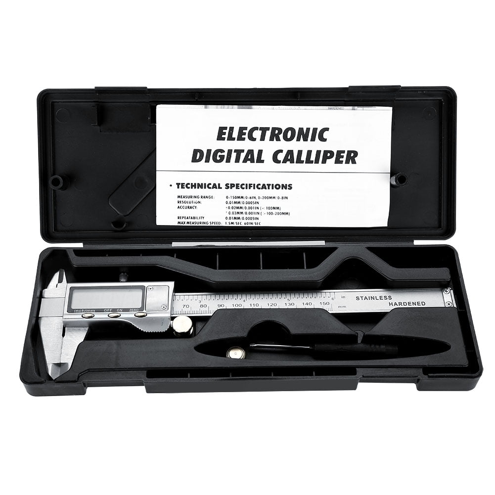 BOKYAN 0-150mm High Accuracy Metal LCD Digital Vernier Caliper Micrometer Gauge Measuring Tool Carbon Steel Measurement Calipers (0-6 Inches / 0-150 mm)