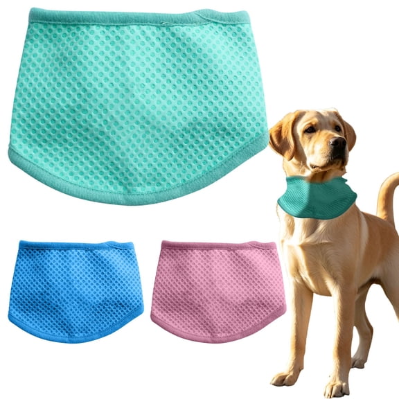 Dog Cooling Bandana, Cooling Bandanas for Large Dogs, Dog Cooling Neck Wrap, Cooling Scarf for Dogs, Blue Ice Dog Neck Cooler for Summer (L)