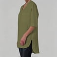 thumbnail image 4 of LEKWK Linen Tunic Tops for Women V-Neck Half Sleeve High Low Shirts Lightweight Breathable Casual Shirts with Pockets Fall Vacation Travel Outfits, 4 of 9