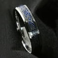 thumbnail image 2 of Tungsten Rings for Men Wedding Bands for Him 6mm Silver on Blue Celtic Dragon, 2 of 4