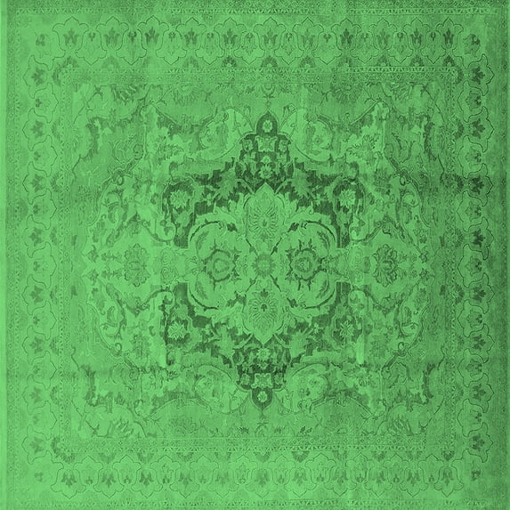 Ahgly Company Indoor Square Oriental Emerald Green Industrial Area Rugs, 6' Square