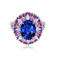 thumbnail image 5 of Oval Cut Lab-Created Blue Sapphire and Pink Topaz, Pink Sapphire, Moissanite Engagement Wedding Ring in 925 Sterling Silver for Her – Elegant and Vibrant Jewelry, 5 of 6
