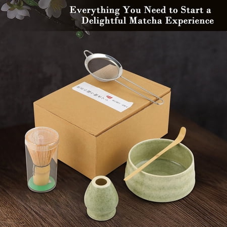1 Set Clearance Under $25 5-Piece Matcha Whisk Set Matcha Set Glass For Table Prepare Matcha Glass Green