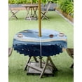 thumbnail image 4 of Fsddascl Navy Blue Ombre Marble Outdoor Tablecloth - 60 Inch Round Dining Table Cover, Modern Abstract Ink Painting Waterproof Outdoor Table Cloth with Umbrella Hole & Zipper for Picnic/Patio/Party, 4 of 7