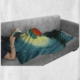 thumbnail image 6 of Dinosaur Soft Flannel Fleece Throw Blanket, Valentine Night Scenery Baby Animal in Love Full Moon Jurassic Times Design, Cozy Plush for Indoor and Outdoor Use, 60" x 80", Teal Orange, by Ambesonne, 6 of 6