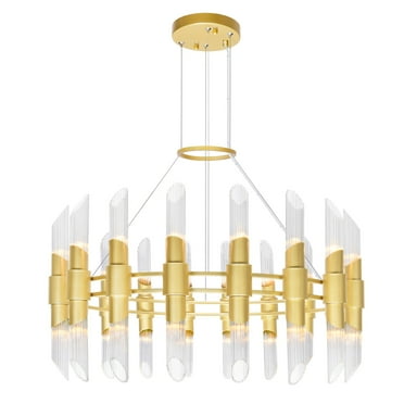 CWI Lighting Croissant 36 Light Contemporary Metal Chandelier in Satin Gold