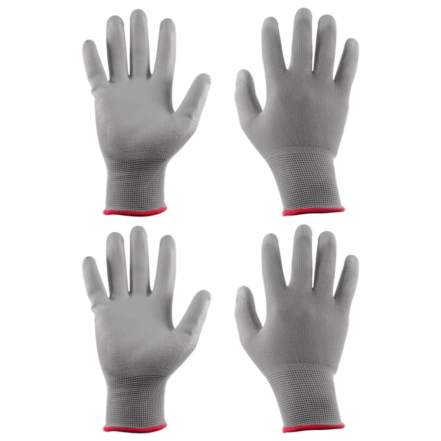 Uxcell 2 Pares de Guantes de Trabajo de Seguridad Antideslizantes de 22 cm, Guantes de Nylon Recubiertos de Goma (Pequeño), Gris Rojo
