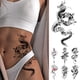 thumbnail image 2 of Impermeable Temporal Tatuaje Pegatina Dragón Negro Serpiente Peonía Rosa Totem Flash Tatto Mujeres Hombres Oscuro Sexy Cintura Brazo Tatuajes Falsos Gao Jiahui  unisex, 2 of 2