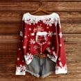 thumbnail image 2 of Fiaer Christmas Women T Shirts Crew Neck Long Sleeve Tshirts Loose Fit Plus Size Glass Fashion Xmas Tops Red1 XL, 2 of 3