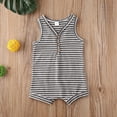 thumbnail image 3 of One Piece Outfit Newborn Baby Boy Stripe Jumpsuits Summer V-neck Button down Sleeveless Short Romper, 3 of 3