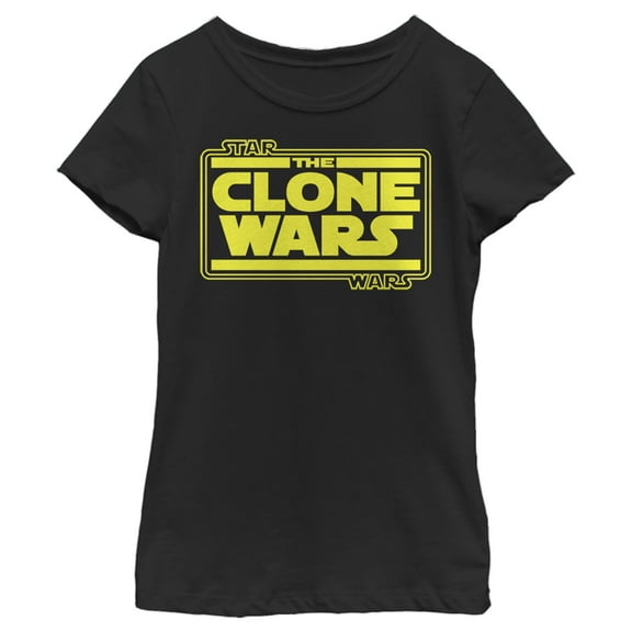 Girl's Star Wars: The Clone Wars Classic Logo Graphic Tee Black Medium