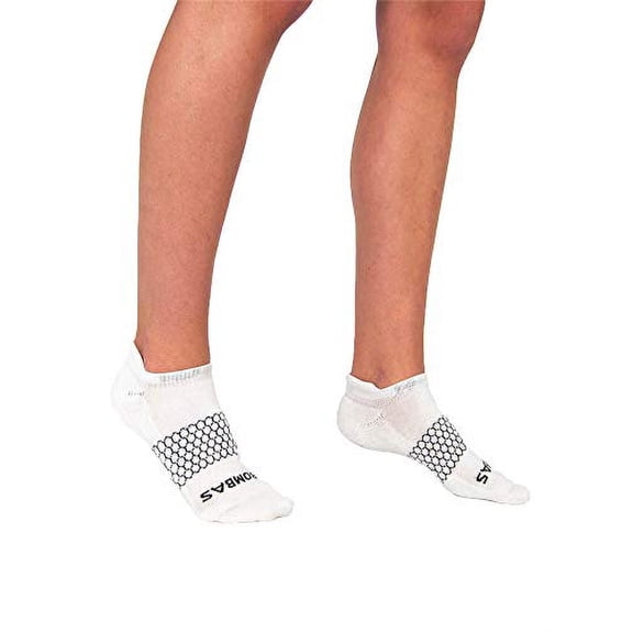Bombas Women's Original's White Ankle Socks, Size Medium