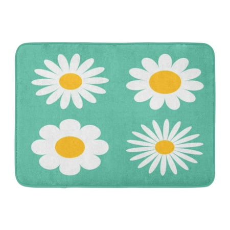 Daisy Flower Rubber - GODPOK Camomile White Daisy Chamomile Cute Round Flower Plant Collection Love Symbol Growing Flat Design Rug Doormat Bath Mat 23.6x15.7 inch