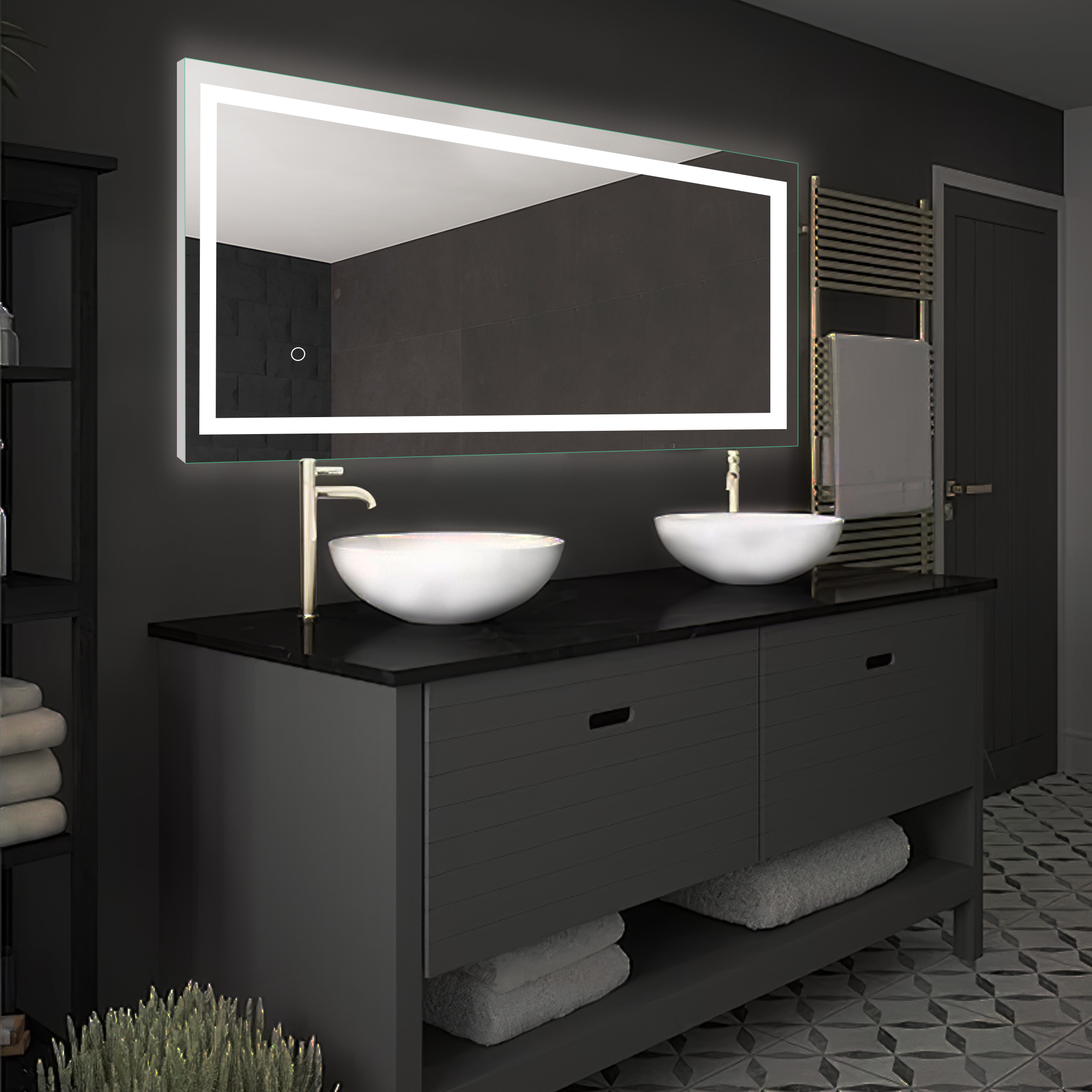 LED Full-Length Mirror Standing Mirror 63"x20",Sliver