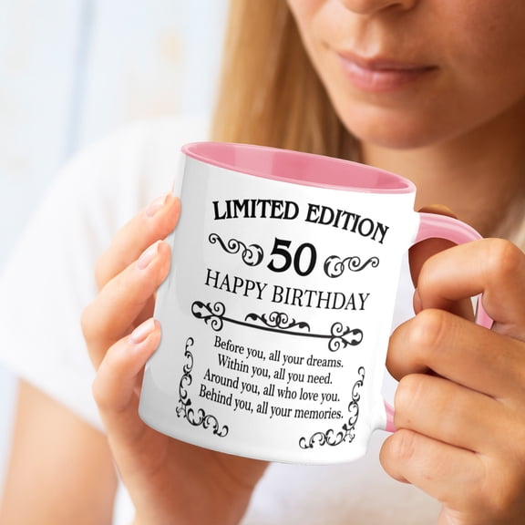 50th Birthday Gifts for Women Men - 11 oz Coffee Mug - 50 Year Old Present Ideas for Mom, Dad, Wife, Husband, Son, Daughter, Friend, Colleague, Coworker (50th Birthday Gift)