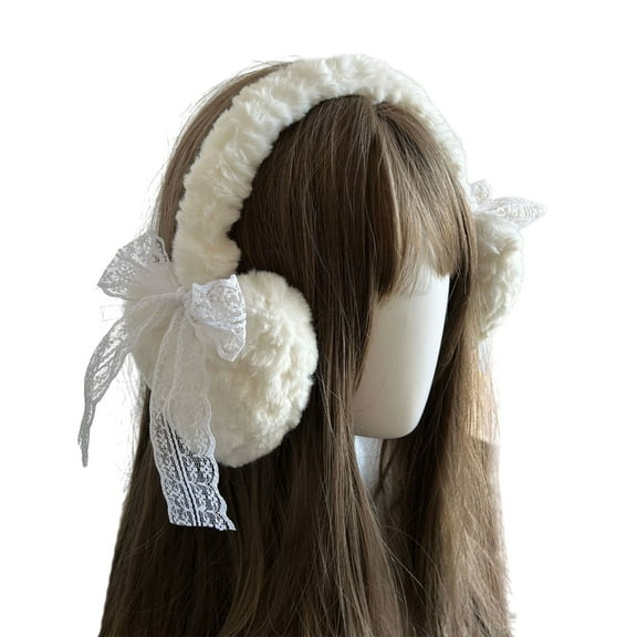 Aellinatey Bowknot Plush Earmuffs Women Girl Winter Thermal Ear Warmers Student Ear Muffs