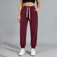 thumbnail image 5 of XuJwPNcy Women Jogger Pants Lightweight Drawstring High Waist Cinch Bottoms Trousers Workout Running Pants with Pockets(Wine,X-Large), 5 of 7