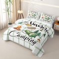 thumbnail image 3 of Erosebridal Green Plaid Camping Bed Spread Queen, Happy Camping Queen Coverlet Set for Men and Women, 3pcs, 3 of 7