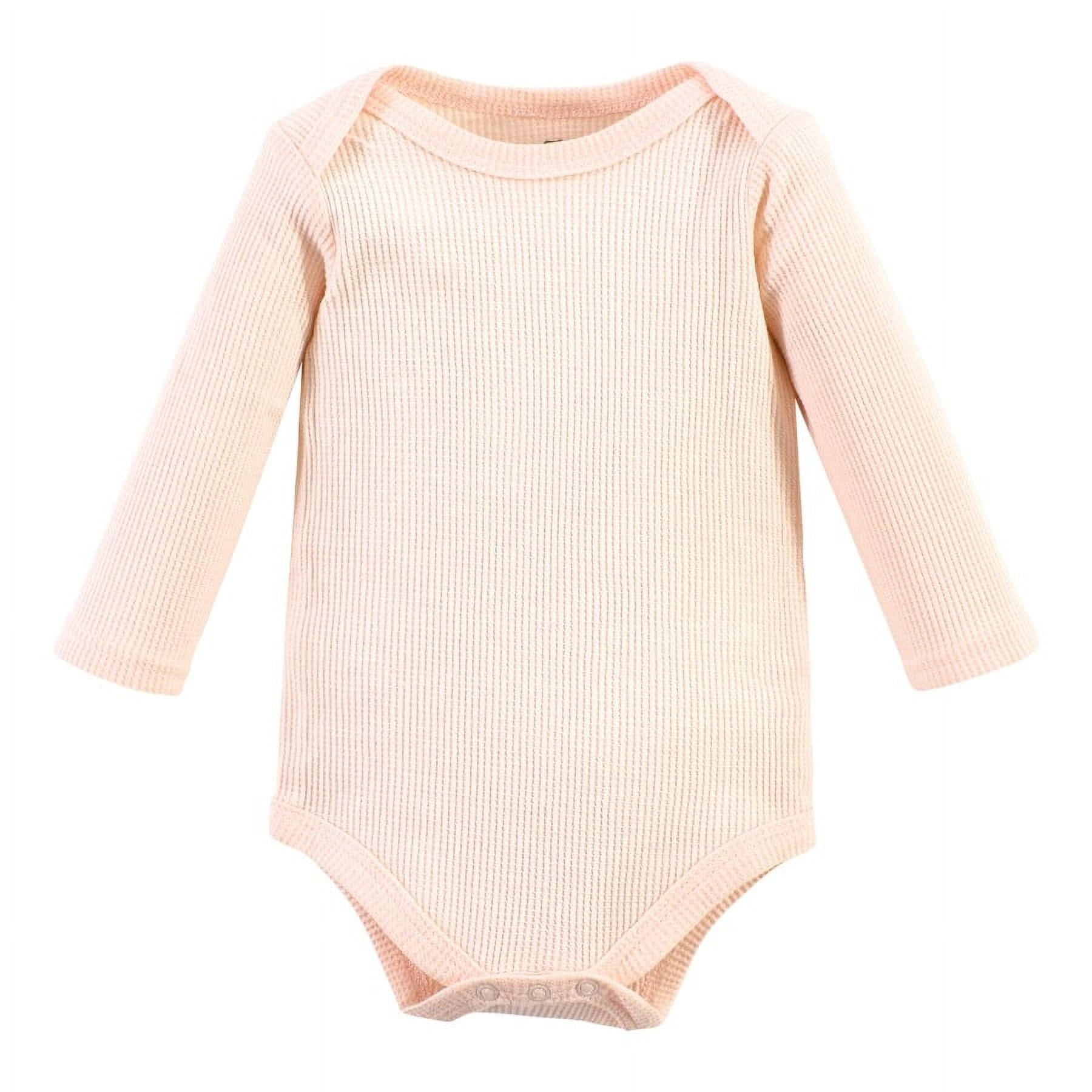 Hudson Baby Infant Girl Thermal Long Sleeve Bodysuits, Acorn Botanical, 3-6 Months