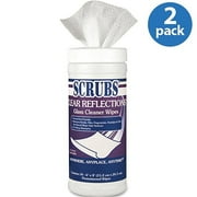 (2 Pack) Dymon SCRUBS Clear Reflections Glass Cleaner Wipes, 50 sheets