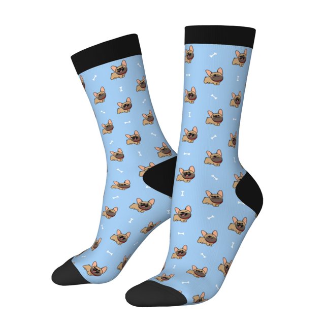 Fotbe Brown French Bulldog Calcetas Largas con Estampado para Hombre y Mujer – Calcetas de Compresión Transpirables y Elásticas, Viajar y Uso Diario Talla 5-11