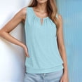 thumbnail image 2 of MIXUE Tank Top for Women Summer Solid Color Fashion Casual Court Lock Round Neck Sleeveless Camisole Vest Sportwear,Blue,XXL, 2 of 8
