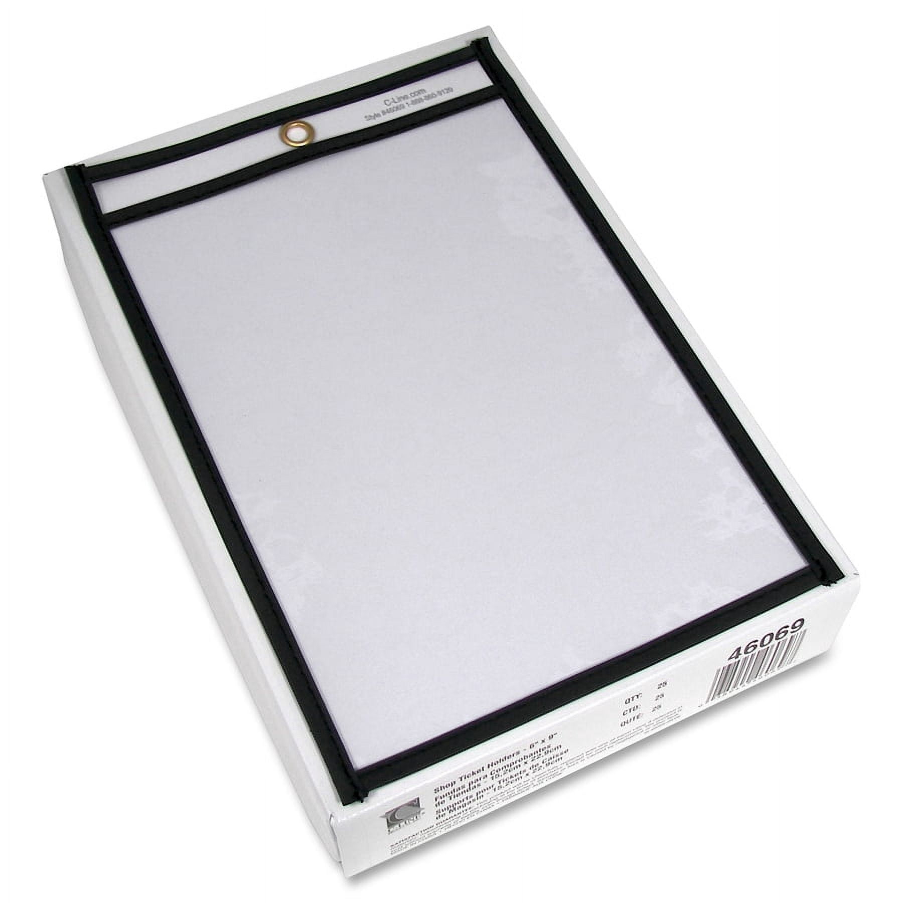 C-Line Shop Ticket Holders, Stitched, Both Sides Clear, 50", 6 x 9, 25/BX