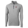 thumbnail image 2 of Men's Cutter & Buck  Gray Fresno Grizzlies Adapt Eco Knit Stretch Recycled Big & Tall Quarter-Zip Pullover Top, 2 of 3