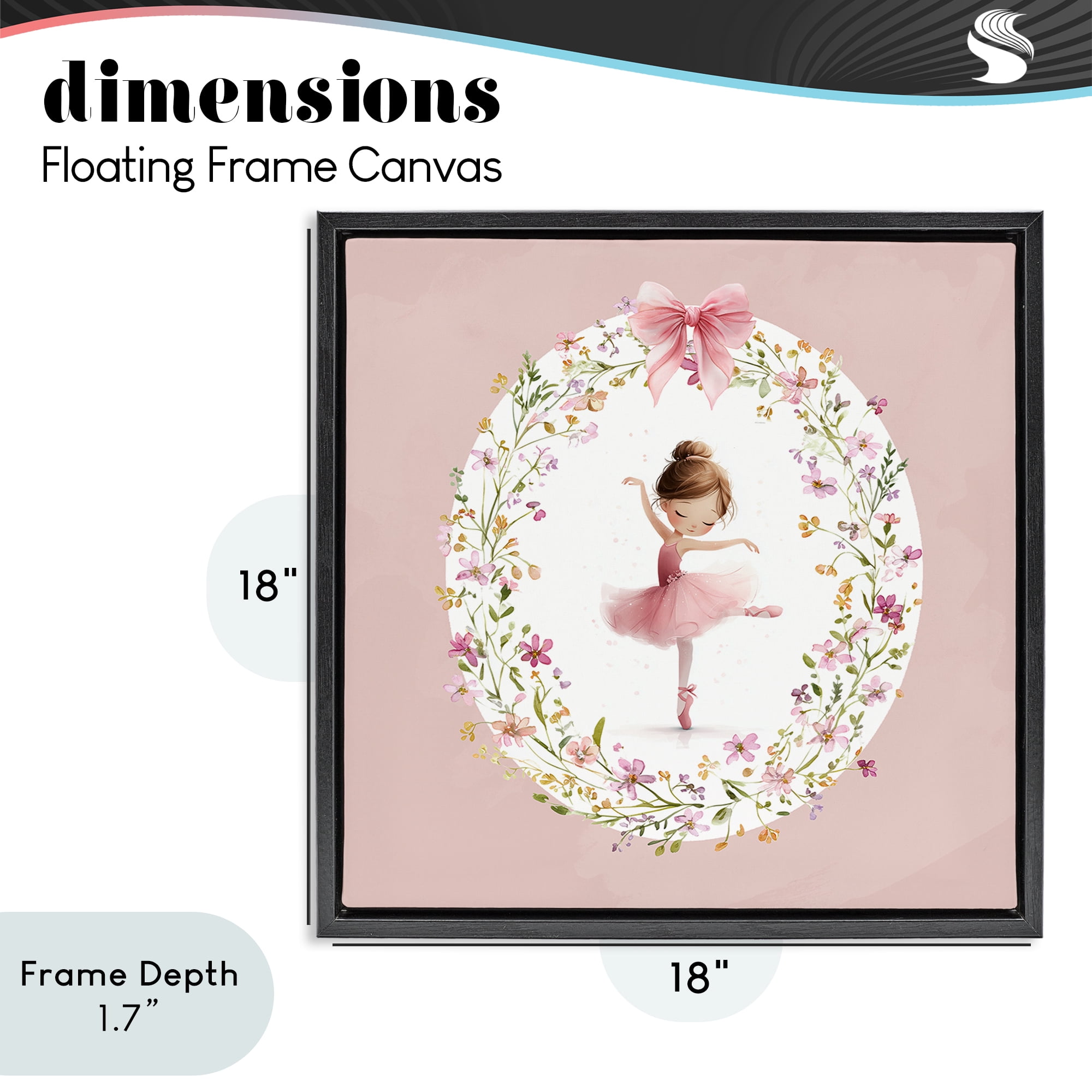 Stupell Industries Ballet Dancing Princess Black Framed Floater Canvas Wall Art, design by Christine Simpson Art