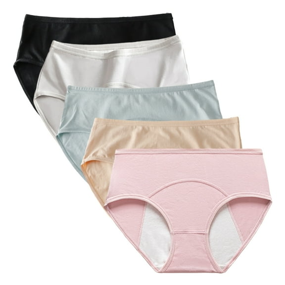 SILVERCELL 5 Packs Teen Girls Cotton Underwear Hipster Briefs Undies Period Panties for 10-18T Teenager Big Girls