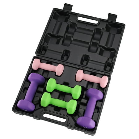 Neoprene Dumbbell Set for Women & Kids - Light Dumbbell Set (1/2/3, 2/3/5, 3/5/8, 5/10/15 LB) with Storage Plastic Case, Packed In Pairs, Set of Small Weights for Home, Living Room, Bedroom