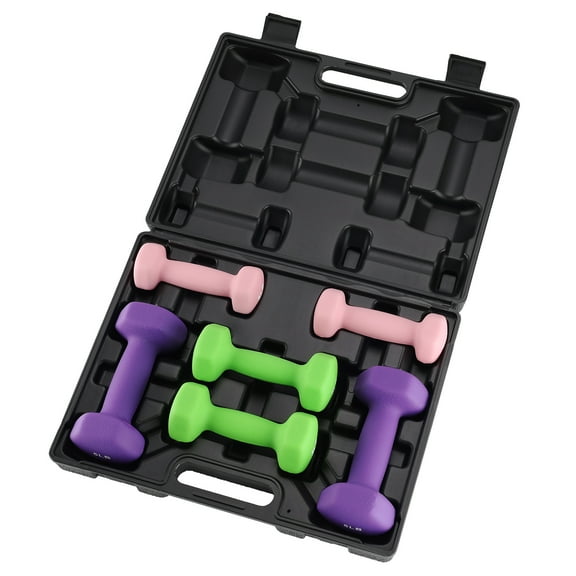 Neoprene Dumbbell Set for Women & Kids - Light Dumbbell Set (1/2/3, 2/3/5, 3/5/8, 5/10/15 LB) with Storage Plastic Case, Packed In Pairs, Set of Small Weights for Home, Living Room, Bedroom