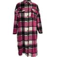 thumbnail image 3 of Womens Casual Plaid Button Down Jackets Puff Sleeve Long Trench Coats Shackets, 3 of 4