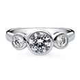 thumbnail image 2 of BERRICLE Sterling Silver 3-Stone Wedding Engagement Rings 0.8 Carat Round Cut Cubic Zirconia CZ Anniversary Promise Ring for Women, Rhodium Plated Size 9, 2 of 9