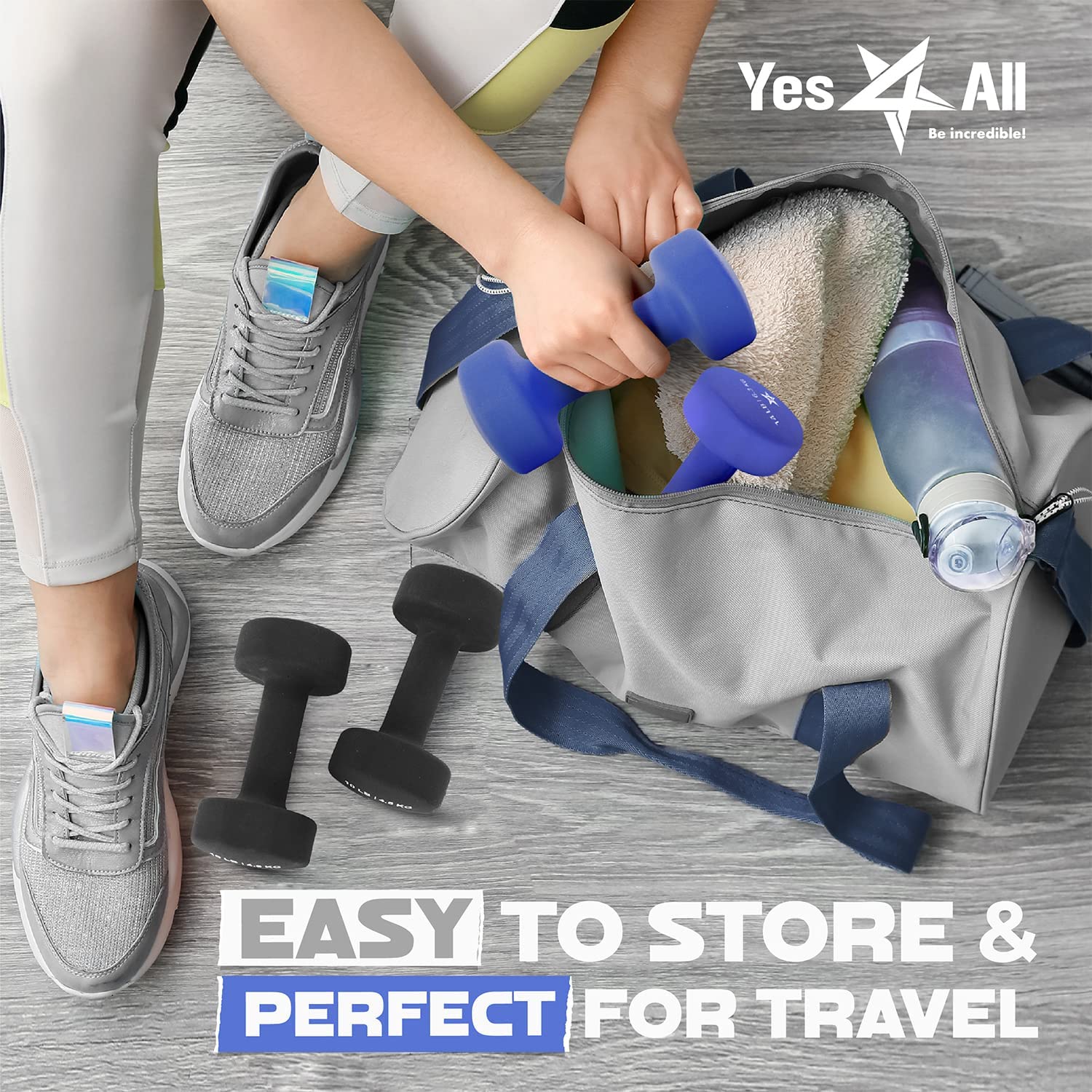 Yes4All Neoprene Coated Dumbbells, 12 lb Pair, Dark Blue photo 5