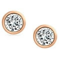 thumbnail image 2 of Bling Jewelry Womens Simple Martini Bezel Set CZ Stud Earrings Rose Gold Sterling Silver 5-9MM, 2 of 4