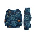 thumbnail image 4 of Halloween Pajamas, Navy Blue Matching Family Pajamas Pumpkin Front Long Sleeve 2 Piece Pajama Set Comfort Sleepwear Nightwear Loungewear Classic Casual Family Wear, 4 of 6