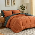 thumbnail image 2 of RUIKASI 7 Pieces Orange/Dark Grey Queen Bed Comforter Set with Sheets - Bed in a Bag with Comforter and All Season Sheets, Pillowcases, 2 of 8