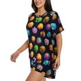 thumbnail image 2 of Bingfone Lovely Planet Print Pajamas Sets for Women Soft Short-Sleeved Pjs with Lounge Shorts Two Piece Sleepwear, 2 of 8