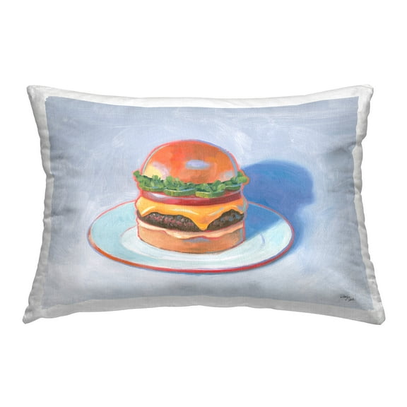 Stupell Industries Burger on Plate Decorative Printed Throw Pillow Design by Wild Apple.