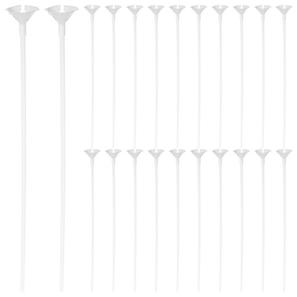 FELTECHELECTR 200 varillas para globos con portavasos para decoración de bodas, 40 cm, 3 cm (blanco)