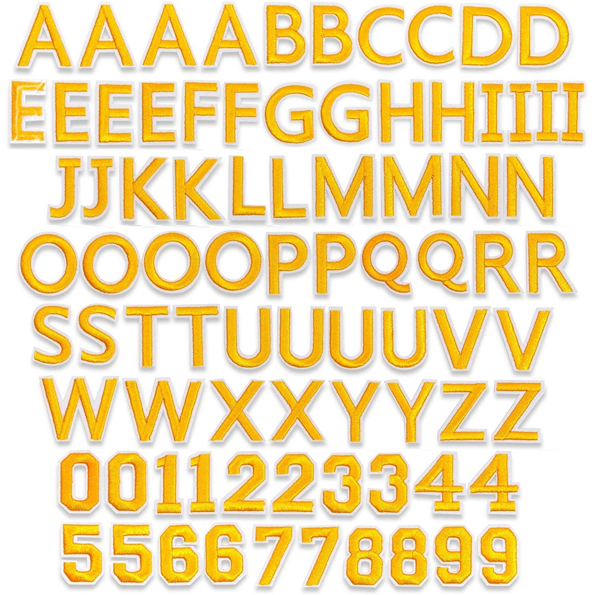 82 Pieces Iron On Patches, 1" Gold Alphabet Letters and Numbers Patches