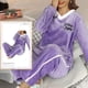 thumbnail image 1 of Conjuntos de Pijamas de franela para Mujer, ropa de dormir clásica con estampado a cuadros de peluche, ropa de casa de terciopelo Kawaii Girsl, Otoño e Invierno, 1 of 4