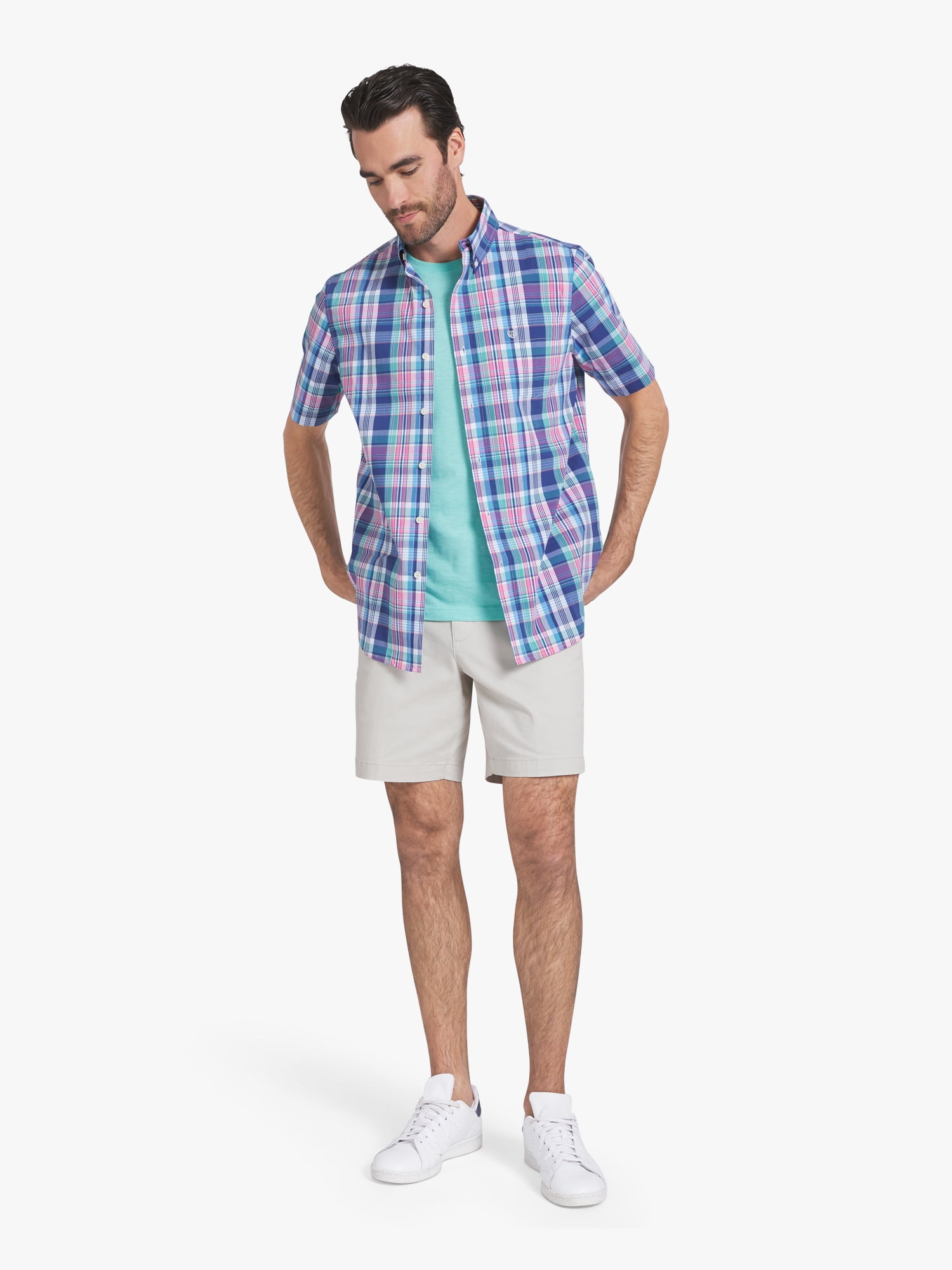 Chaps Men's & Big Men's Short Sleeve Easy Care Stretch Poplin Shirt, Sizes S-3XL
